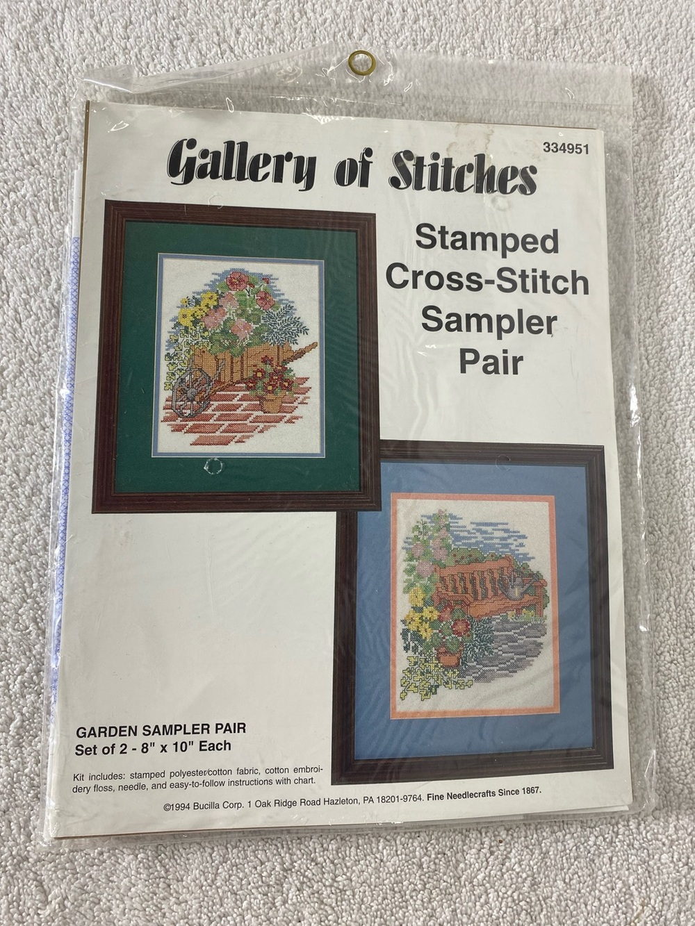 Vintage 1994 Bucilla Gallery Of Stitches Garden Sampler Pair Cross Stitch Kit